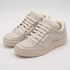 size 9.5 Bally Kiro Dusty White Leather Sneakers Beige